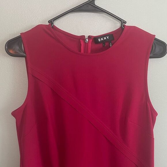 DKNY Pink Scuba Crepe Asymmetrical Knee Length Dress Size 4 - Picture 3 of 8
